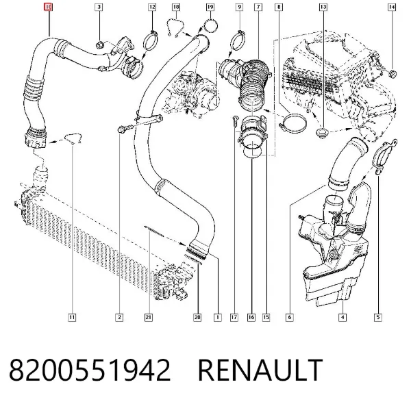 Патрубок интеркулера 8200551942 Renault (RVI)