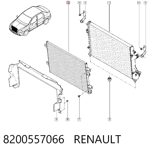 Радиатор кондиционера 8200557066 Renault (RVI)