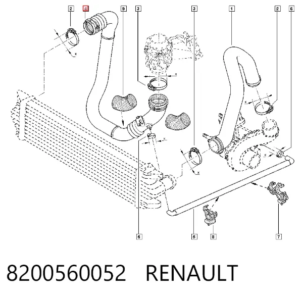 Патрубок интеркулера 8200560052 Renault (RVI)