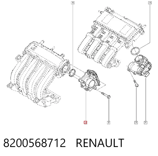 Дроссельная заслонка 8200568712 Renault (RVI)