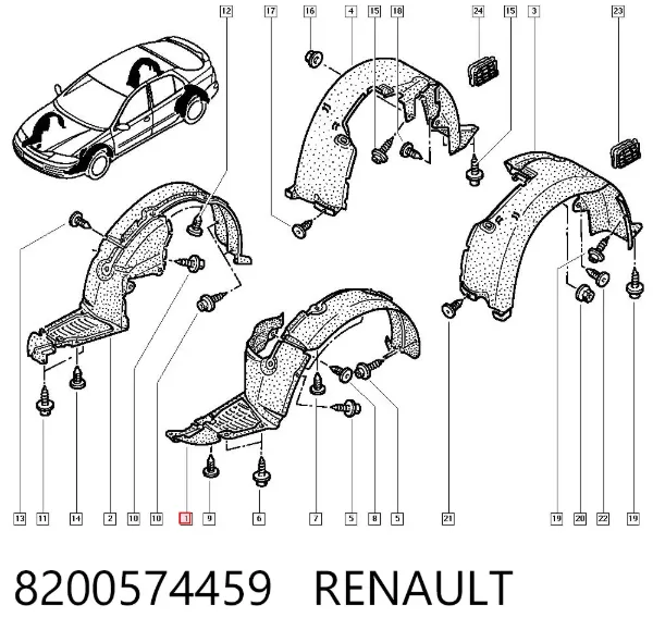 Подкрылок передний левый 8200574459 Renault (RVI)