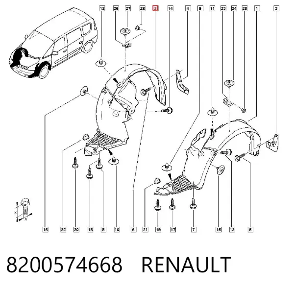 Подкрылок передний правый 8200574668 Renault (RVI)