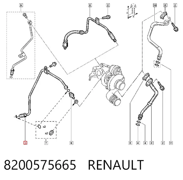 Трубка (шланг) подачи масла к турбине 8200575665 Renault (RVI)