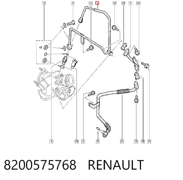 Трубка (шланг) подачи масла к турбине 8200575768 Renault (RVI)