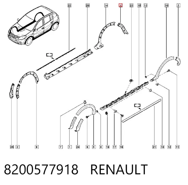 Бампер задний, правая часть 8200577918 Renault (RVI)