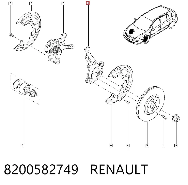 Цапфа передняя левая 8200582749 Renault (RVI)