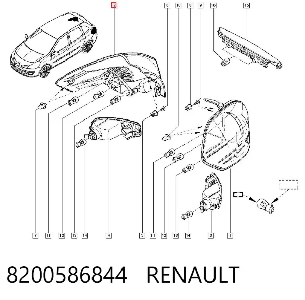 Задний фонарь 8200586844 Renault (RVI)