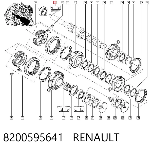 Подшипник первичного вала КПП 8200595641 Renault (RVI)
