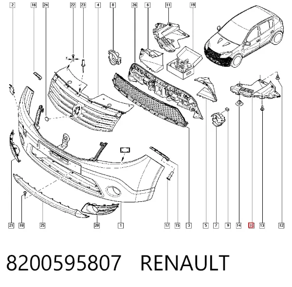 Защита бампера переднего левая 8200595807 Renault (RVI)