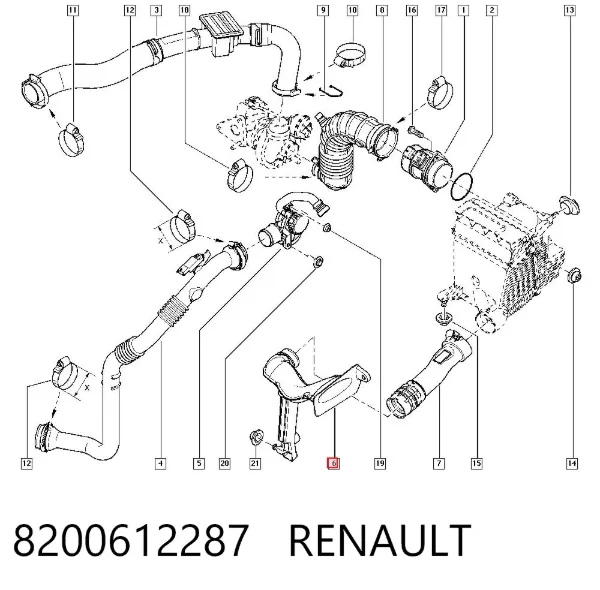 Воздухозаборник воздушного фильтра 8200612287 Renault (RVI)