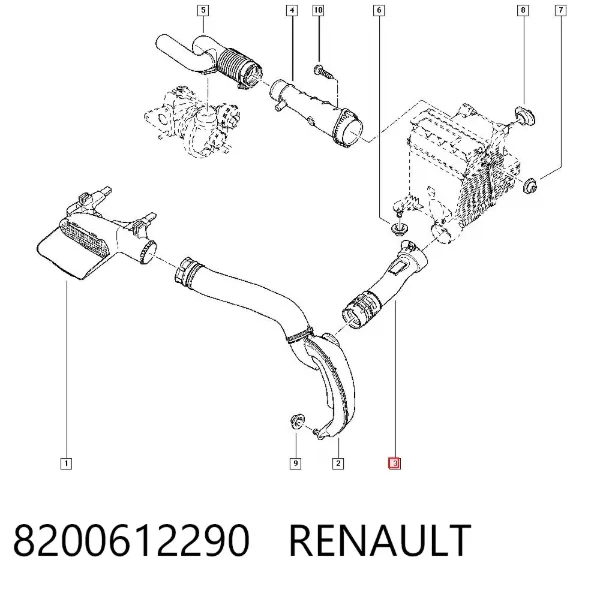 Впускной патрубок воздушного фильтра 8200612290 Renault (RVI)