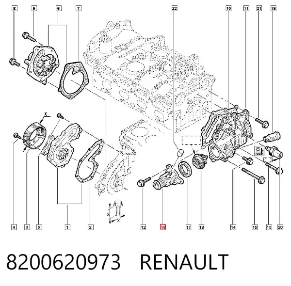 Крышка термостата 8200620973 Renault (RVI)