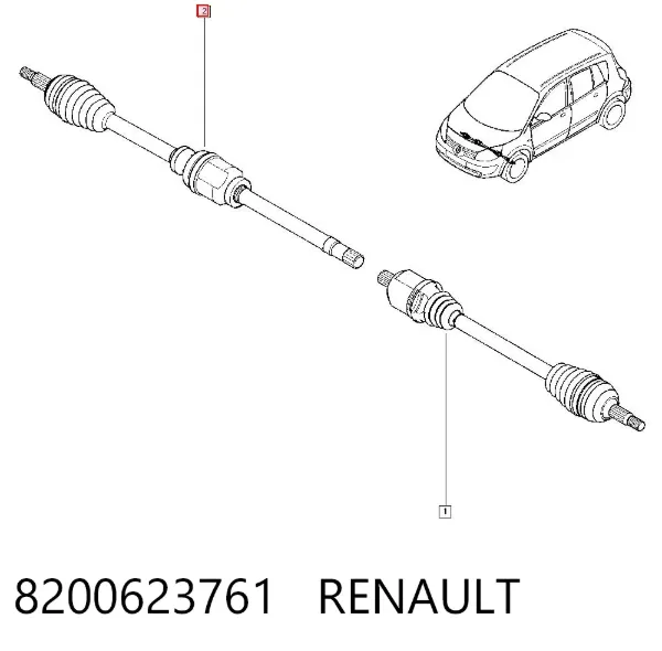 Правая полуось 8200623761 Renault (RVI)