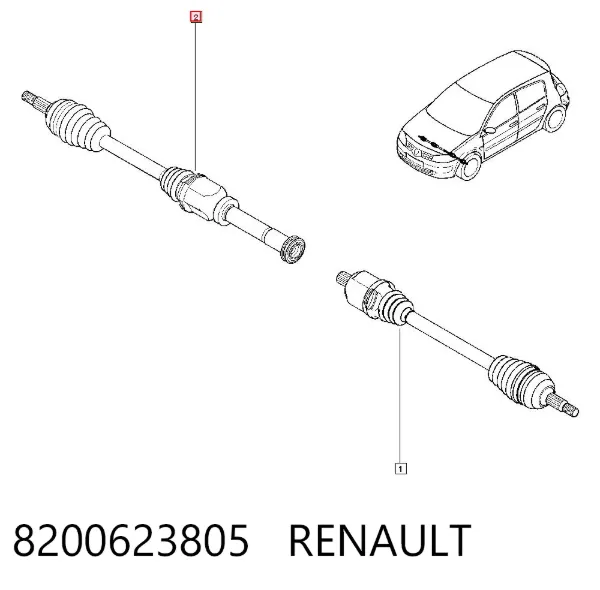 Правая полуось 8200623805 Renault (RVI)