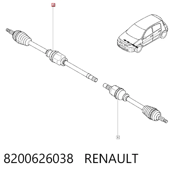 Правая полуось 8200626038 Renault (RVI)