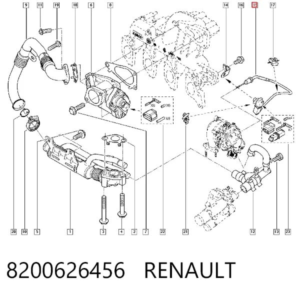 Датчик температуры отработавших газов (ОГ), перед турбиной 8200626456 Renault (RVI)