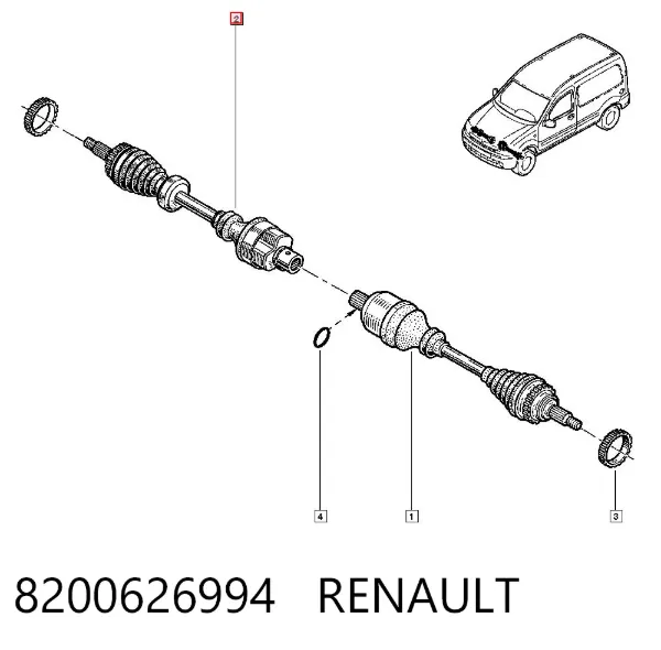 Правая полуось 8200626994 Renault (RVI)