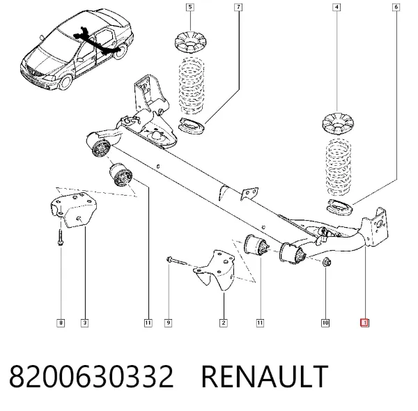 Подрамник задний 8200630332 Renault (RVI)