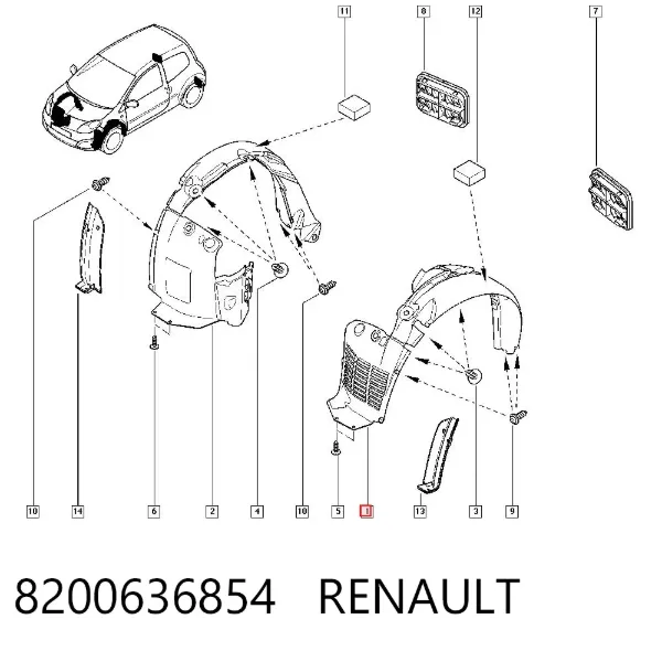 Подкрылок передний левый 8200636854 Renault (RVI)