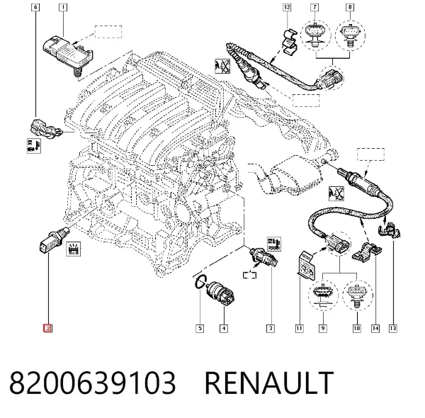 Датчик детонации 8200639103 Renault (RVI)