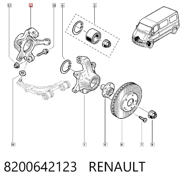 Цапфа передняя правая 8200642123 Renault (RVI)