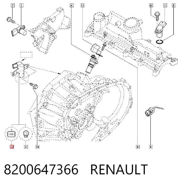 Датчик коленвала 8200647366 Renault (RVI)