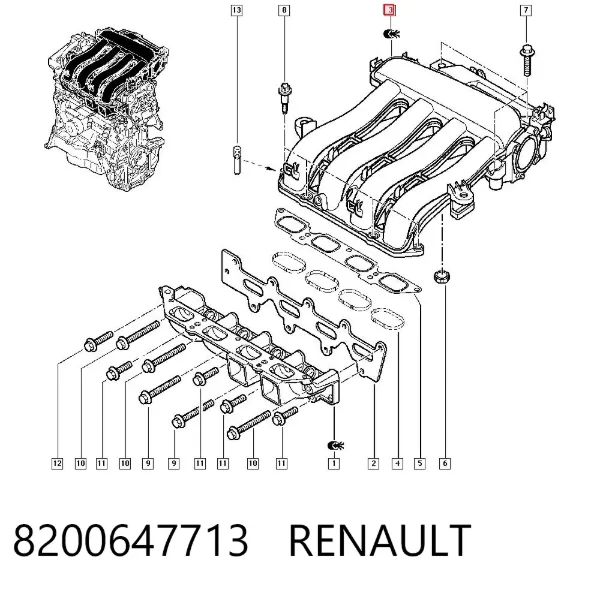 Впускной коллектор 8200647713 Renault (RVI)
