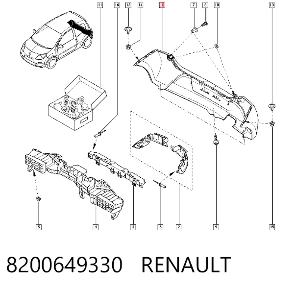 Задний бампер 8200649330 Renault (RVI)
