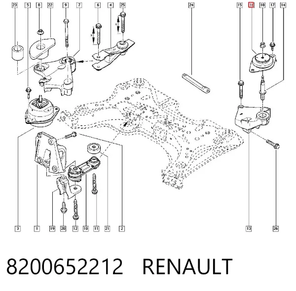 Левая подушка двигателя 8200652212 Renault (RVI)