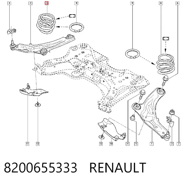 Передняя пружина 8200655333 Renault (RVI)