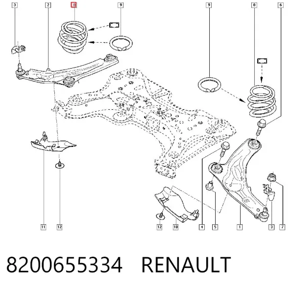 Передняя пружина 8200655334 Renault (RVI)