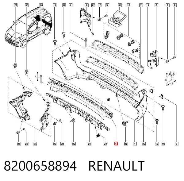 Абсорбер заднего бампера 8200658894 Renault (RVI)