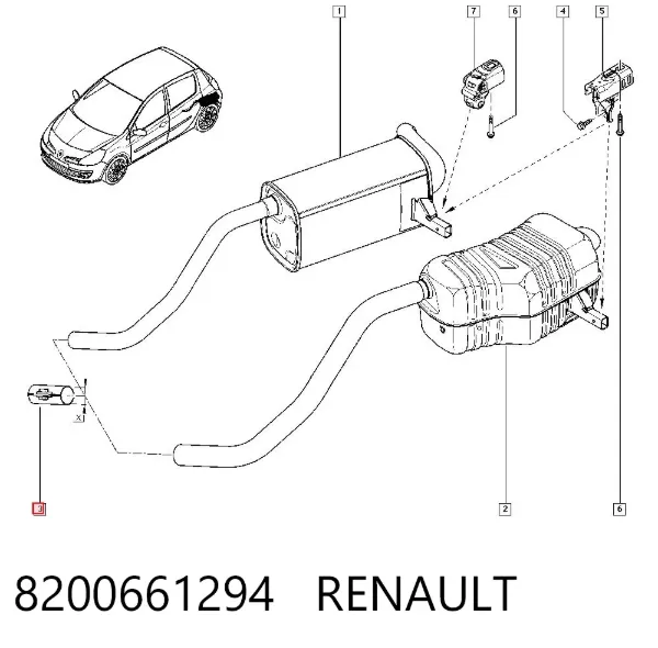 Хомут глушителя передний 8200661294 Renault (RVI)