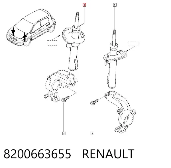 Амортизатор передний 8200663655 Renault (RVI)
