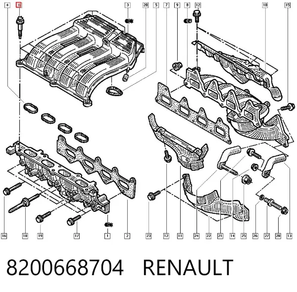 Болт впускного коллектора 8200668704 Renault (RVI)
