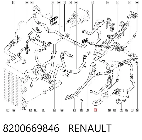 Патрубок системы охлаждения 8200669846 Renault (RVI)