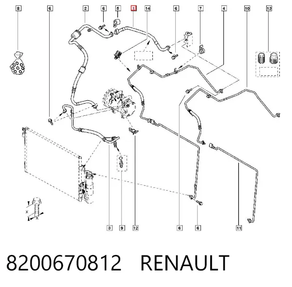 Шланг кондиционера, от испарителя к компрессору 8200670812 Renault (RVI)