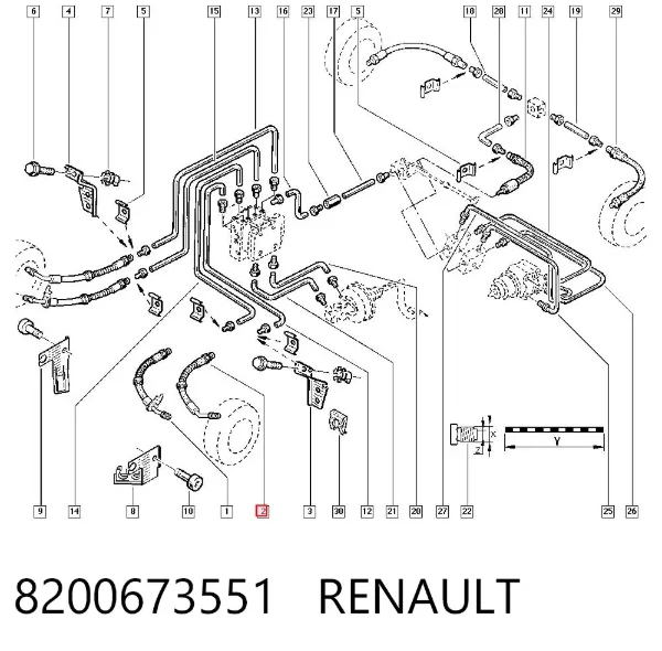Шланг тормозной передний 8200673551 Renault (RVI)