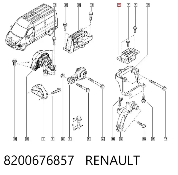Левая подушка двигателя 8200676857 Renault (RVI)