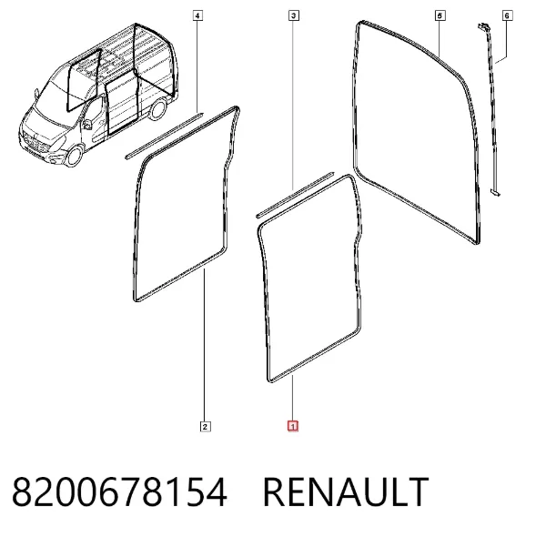Уплотнитель двери боковой (сдвижной) 8200678154 Renault (RVI)