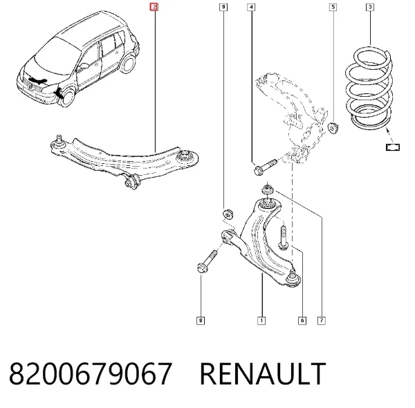 Нижний рычаг 8200679067 Renault (RVI)