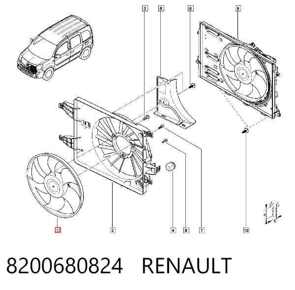 Электровентилятор охлаждения 8200680824 Renault (RVI)