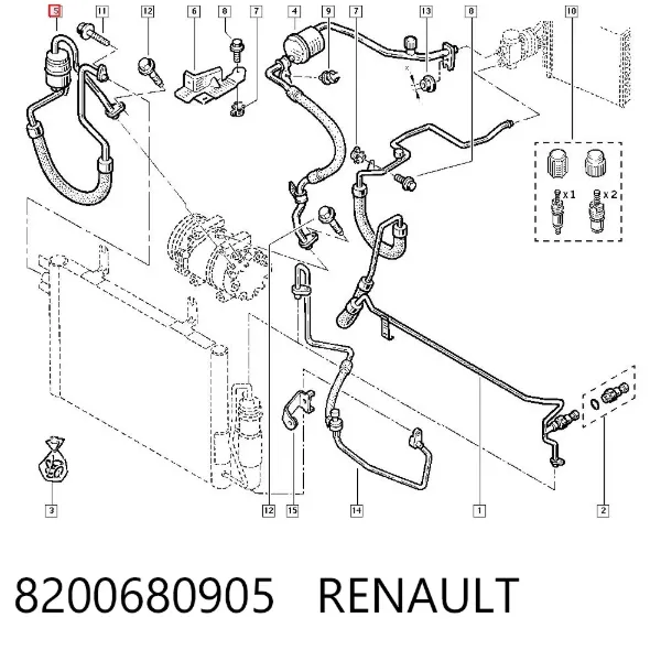 Шланг кондиционера, от компрессора к радиатору 8200680905 Renault (RVI)