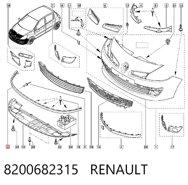 Спойлер переднего бампера 8200682315 Renault (RVI)