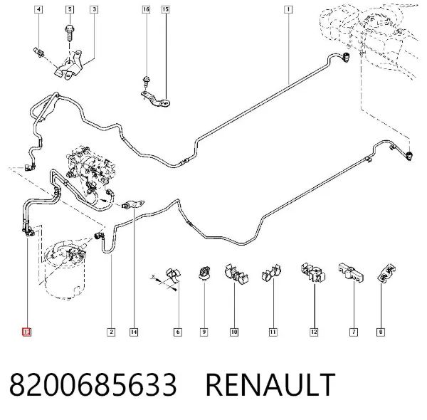 Трубка топливная, от фильтра к насосу 8200685633 Renault (RVI)