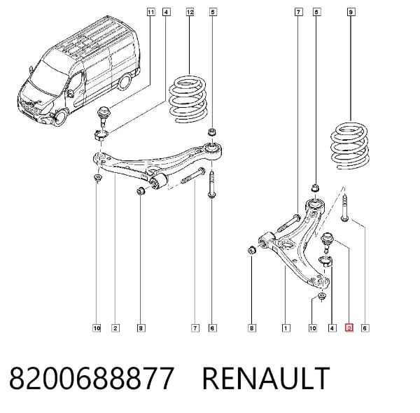 Нижняя левая шаровая опора 8200688877 Renault (RVI)