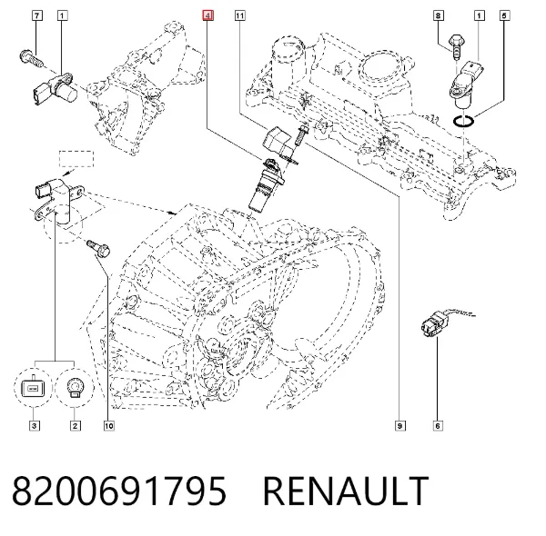 Датчик коленвала 8200691795 Renault (RVI)