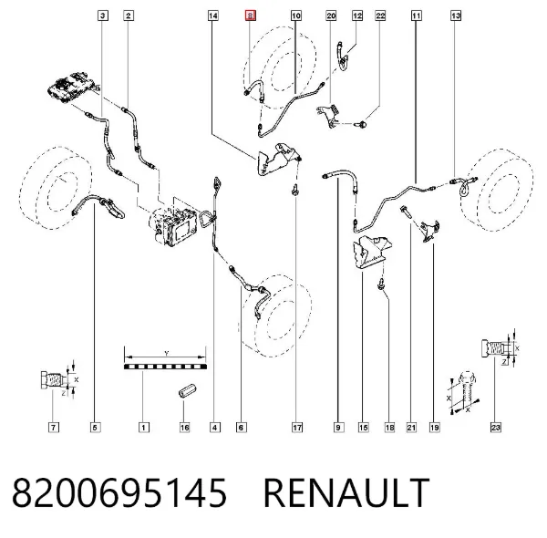 Задний тормозной шланг 8200695145 Renault (RVI)