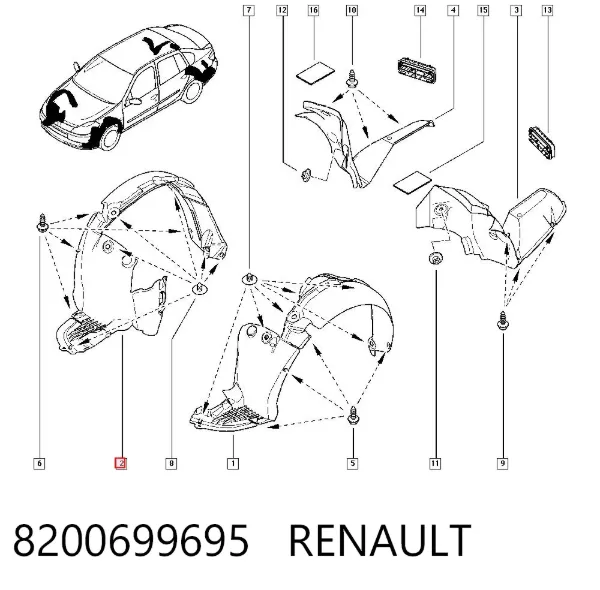 Подкрылок передний правый 8200699695 Renault (RVI)