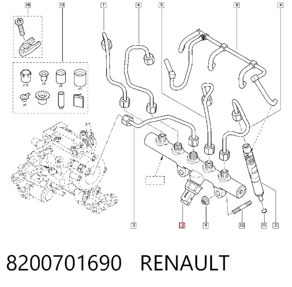 Регулятор давления топлива 8200701690 Renault (RVI)